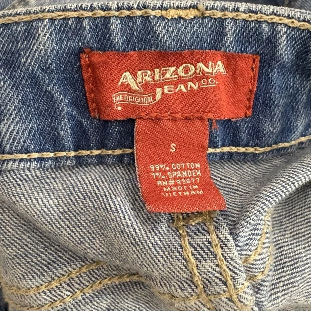 Arizona Jean Company Blue Distressed Denim Overalls